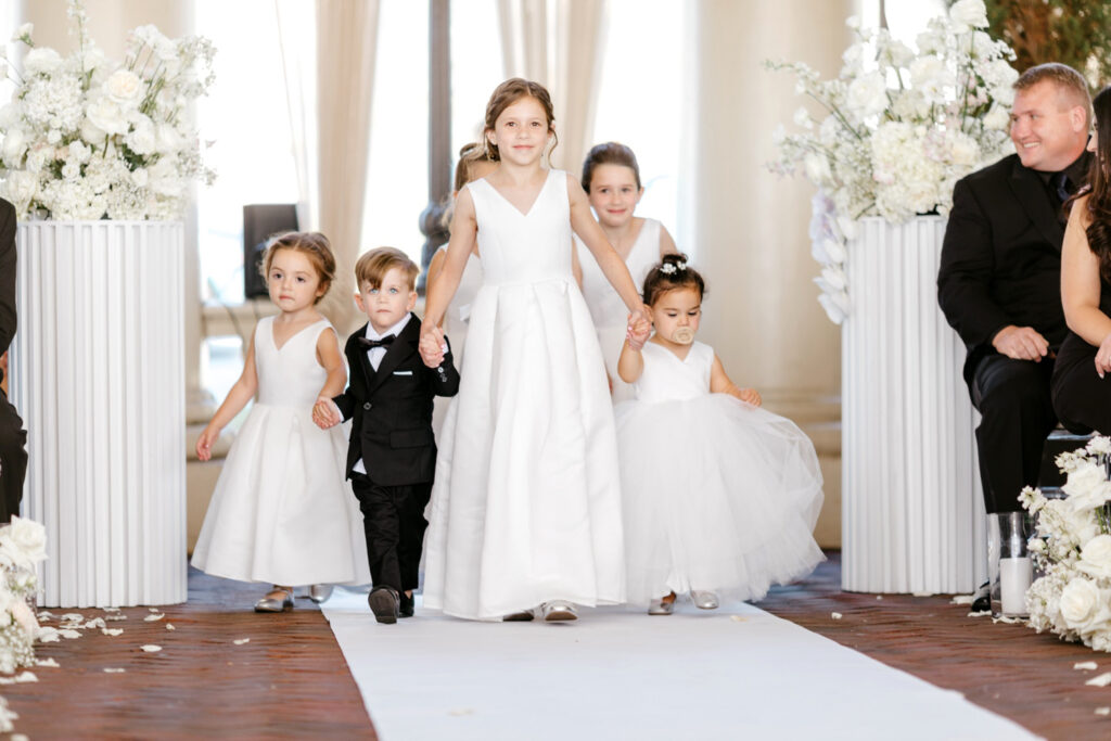 flower girls and ring bearer at Philadelphia Water Works wedding ceremony