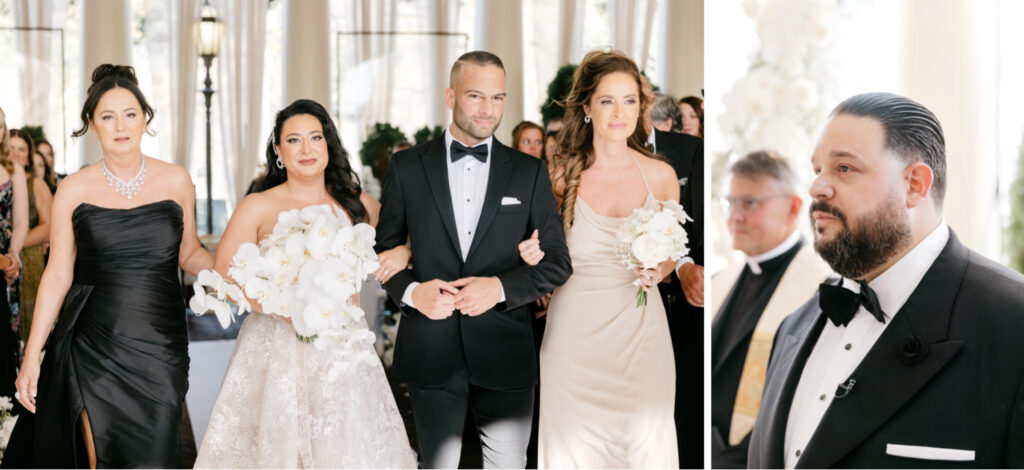 bride walking down the aisle at Cescaphe wedding ceremony by Emily Wren Photography