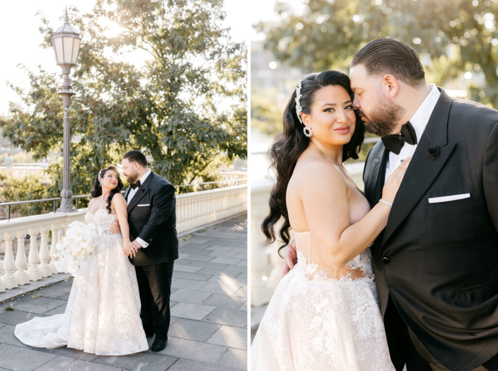 bride and groom at Philadelphia Water Works by Emily Wren Photography