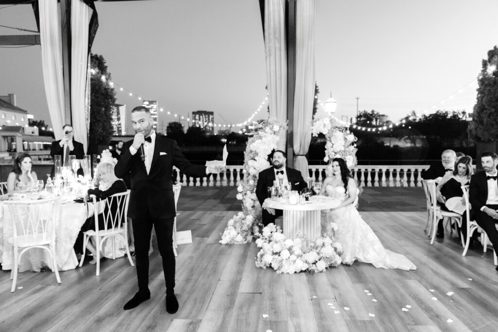 speech during Philadelphia Water Works wedding reception by Emily Wren Photography