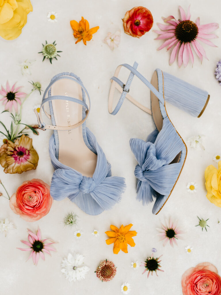 blue bridal heels for Summer garden wedding