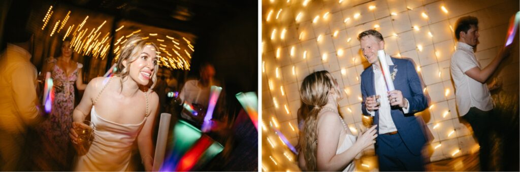 bride & groom on dancefloor at the Terrain at Styer's wedding reception