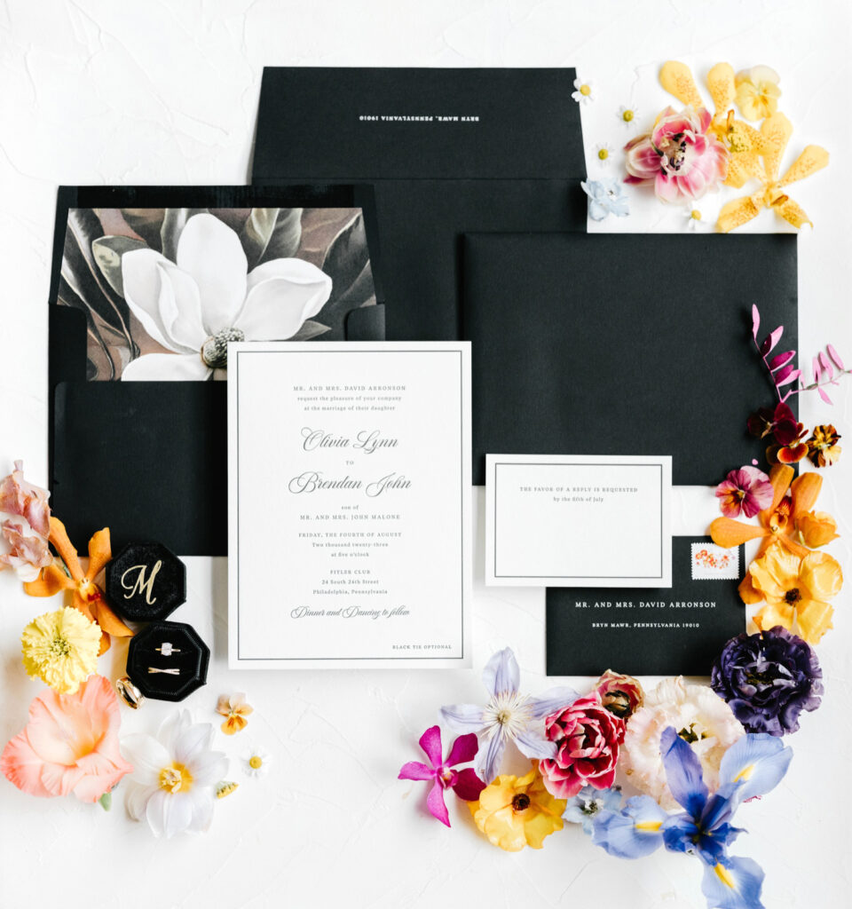 colorful wedding invitation details for Spring wedding by Emily Wren Photography