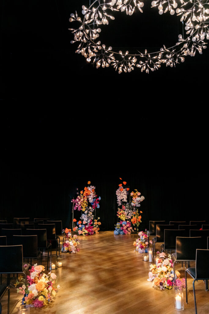 unique, colorful wedding ceremony details for intimate spring wedding