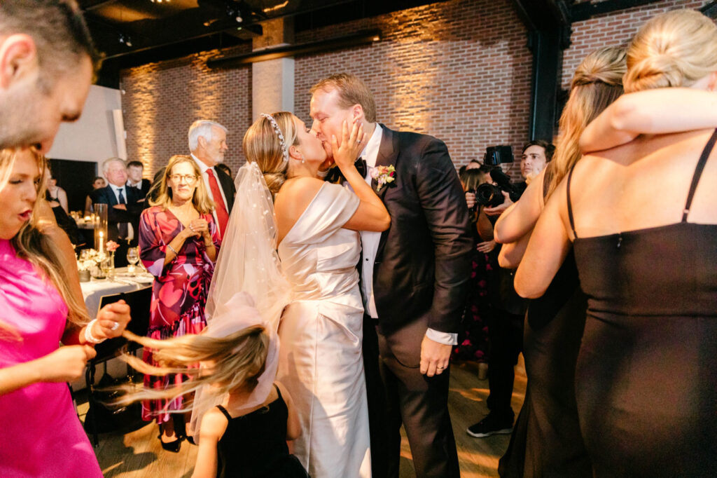 bride and groom during their Fitler Club wedding reception by Emily Wren Photography