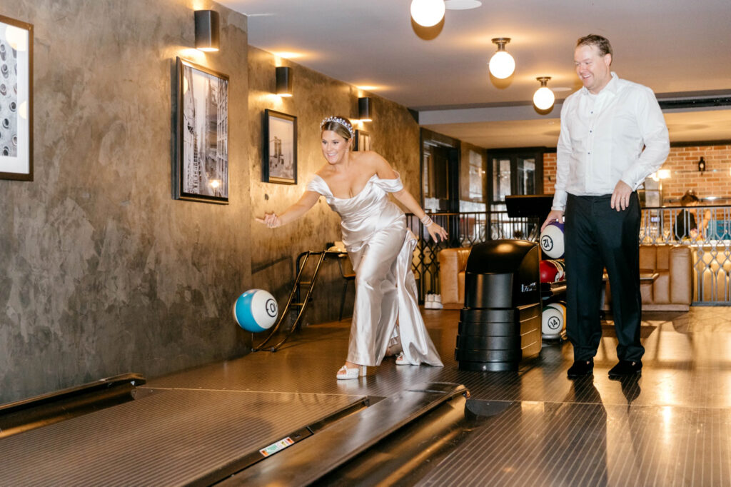 bride and groom playing at The Fitler Club