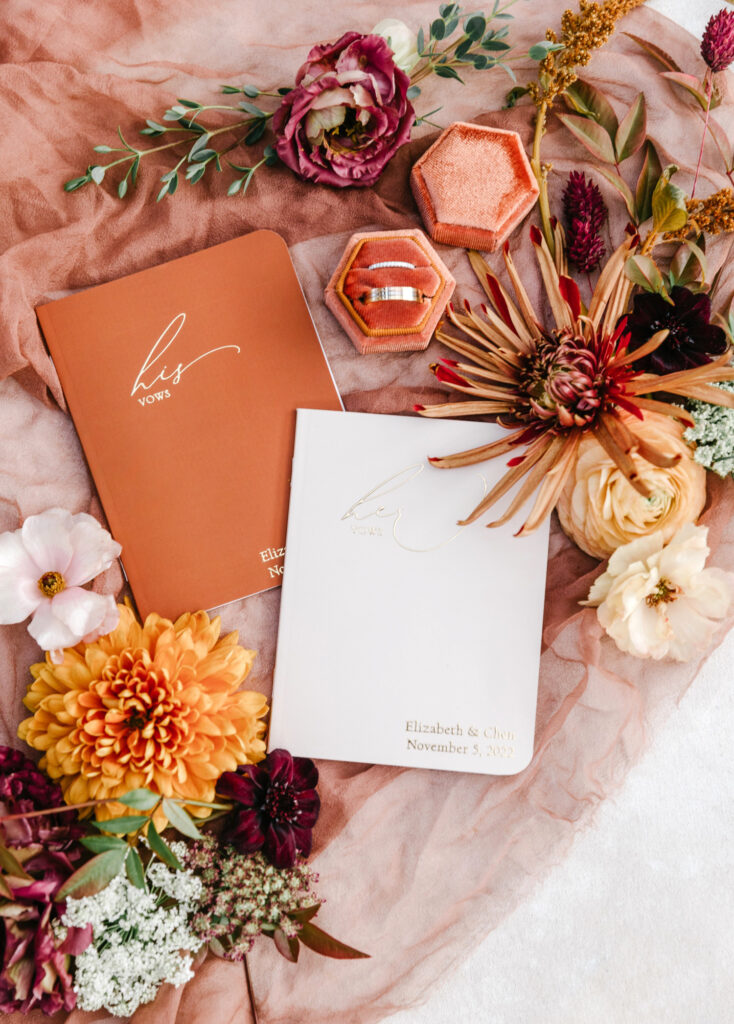 his & her vow books for fall Pennsylvania wedding day