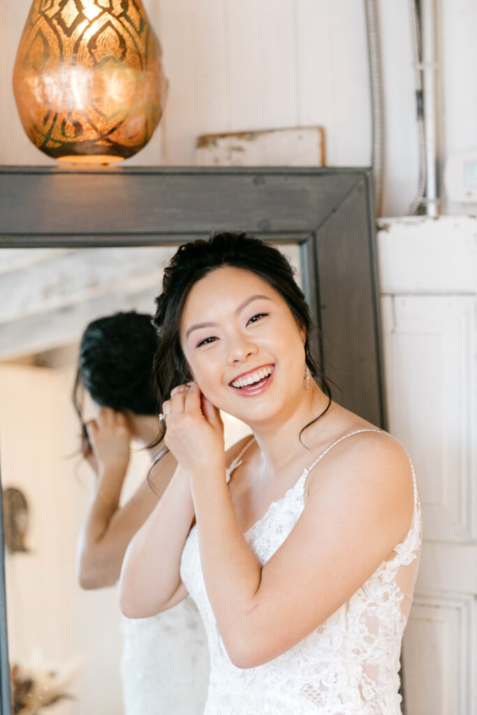 bride getting ready for her Fall Glen Mills wedding day