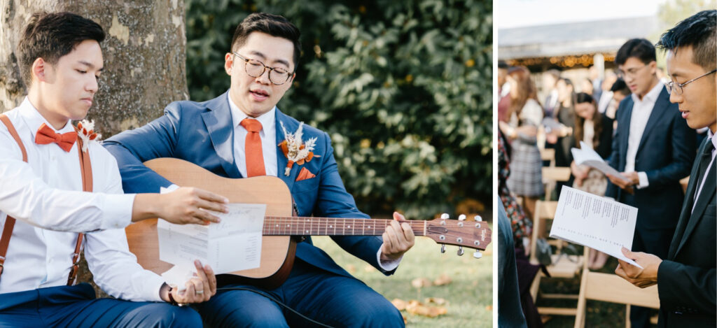 groom's surprise singing performance during wedding ceremony