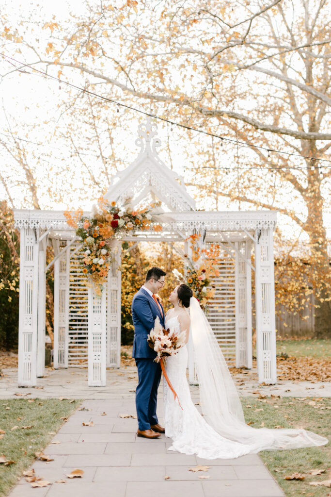 bride & groom portrait during Fall wedding day in Pennsylvania by Emily Wren Photography