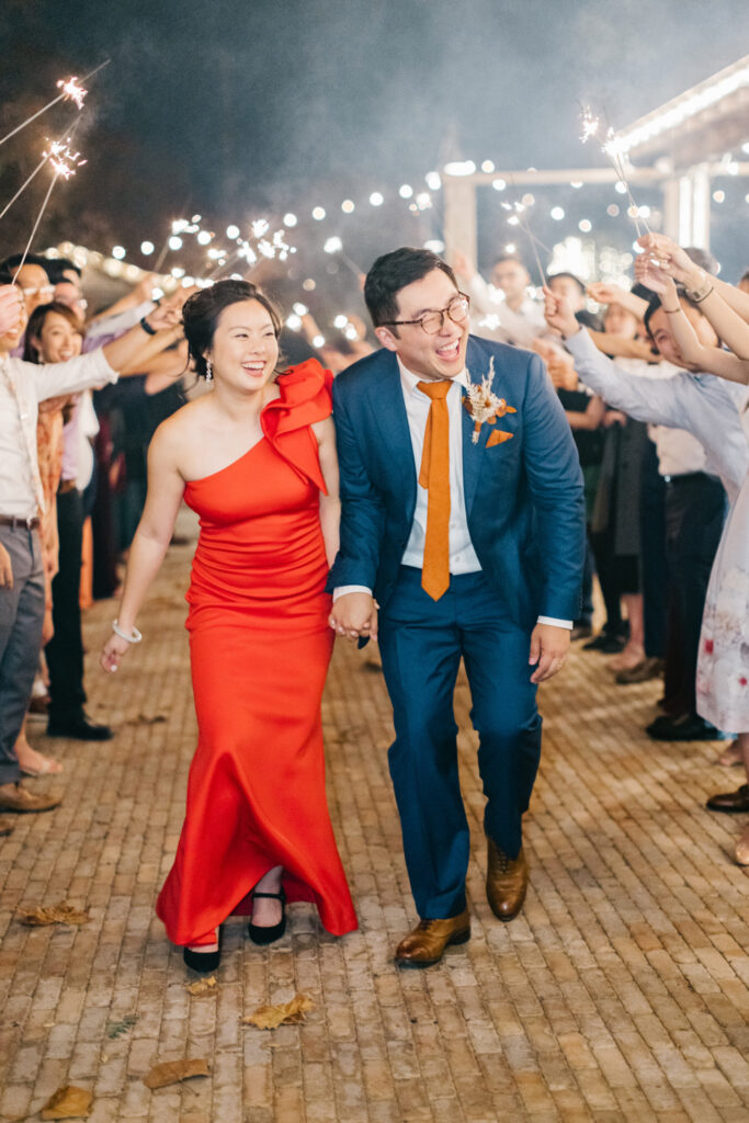 ride & grooms sparkler exit at Terrain at Styer's by Emily Wren Photography