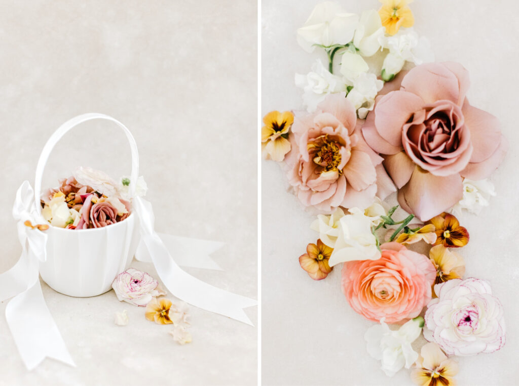 pink bridal floral arrangements for late spring wedding