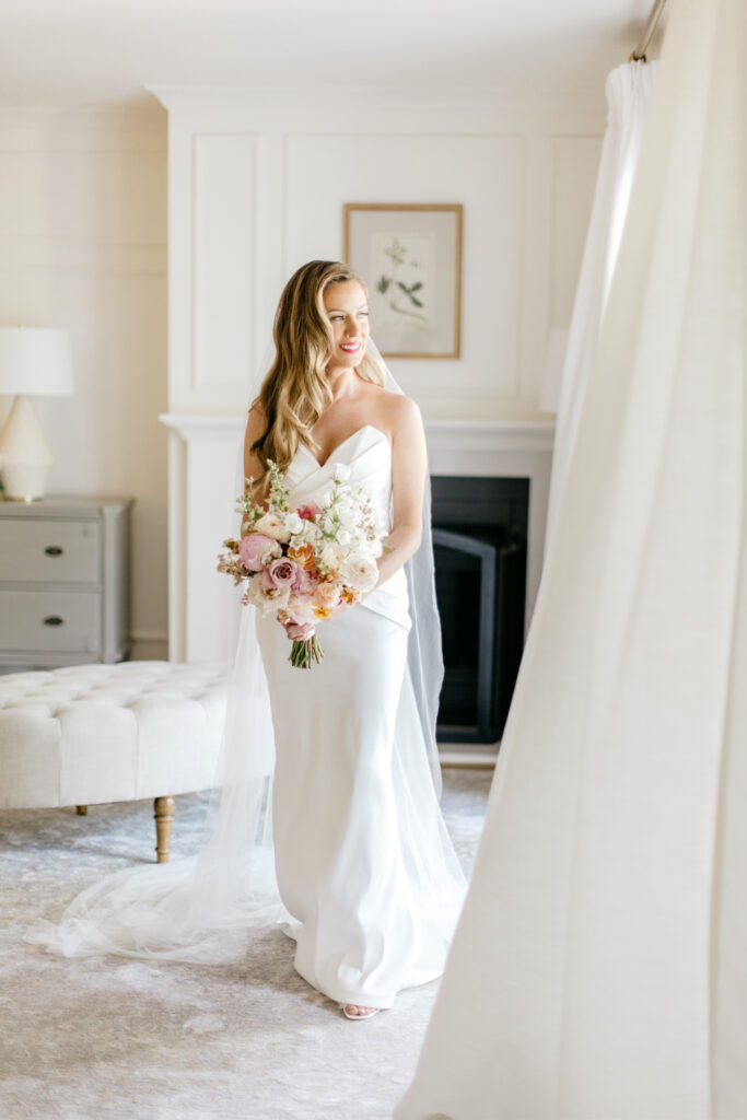 portrait of a bride before her Early June garden wedding in Philadelphia by Emily Wren Photography