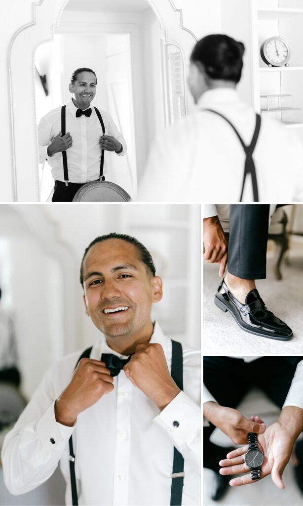 groom getting ready for his late spring wedding in Philadelphia, Pennsylvania