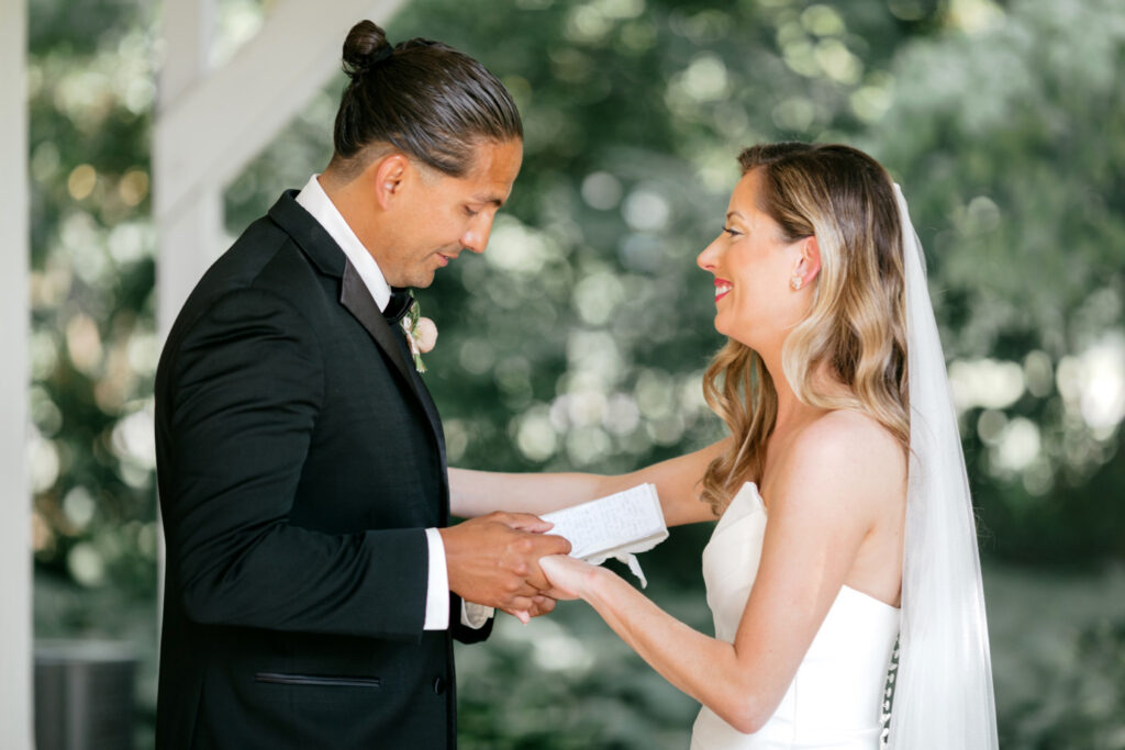 private & intimate vow exchange during Pennsylvania wedding day