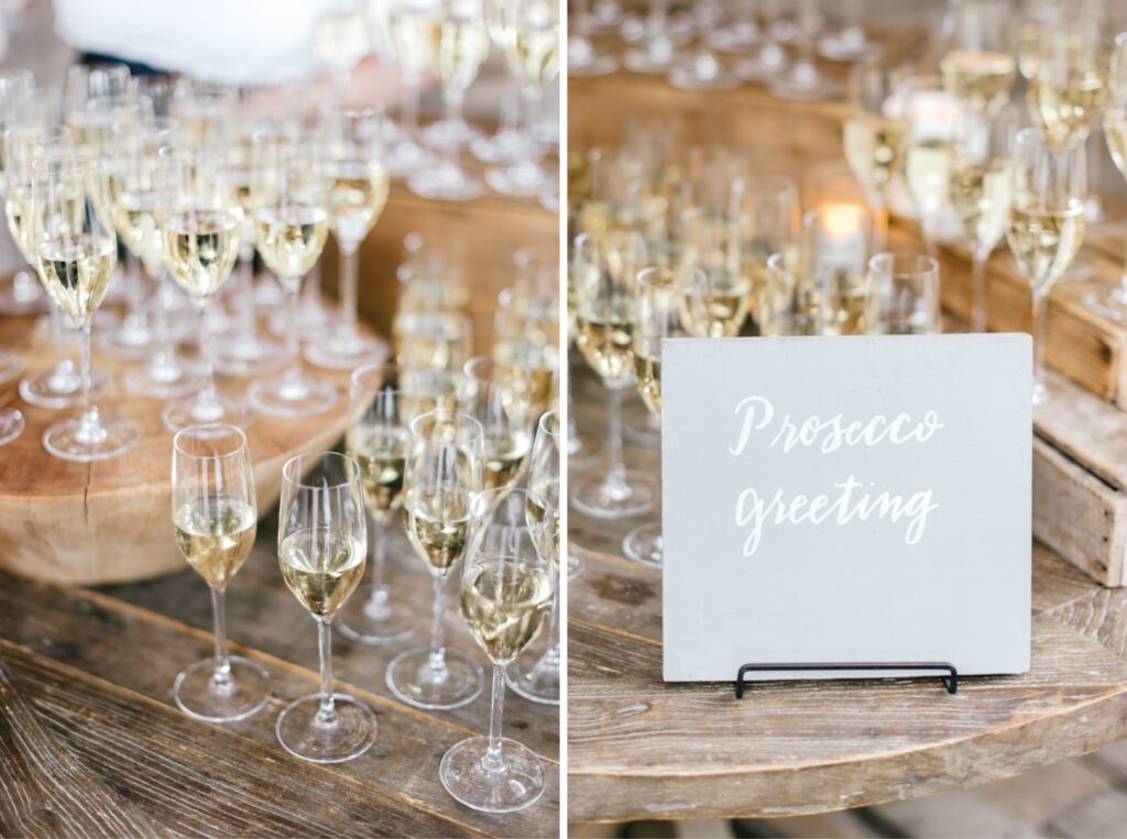 Prosecco wine greeting at Pennsylvania garden wedding