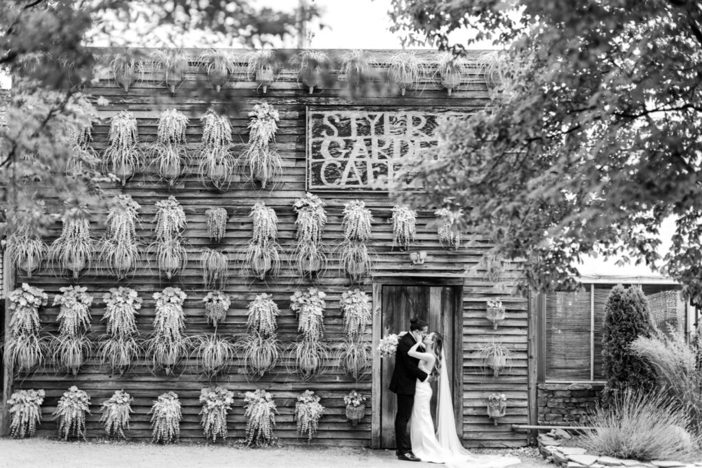 bride & groom at Terrain garden wedding at Styers