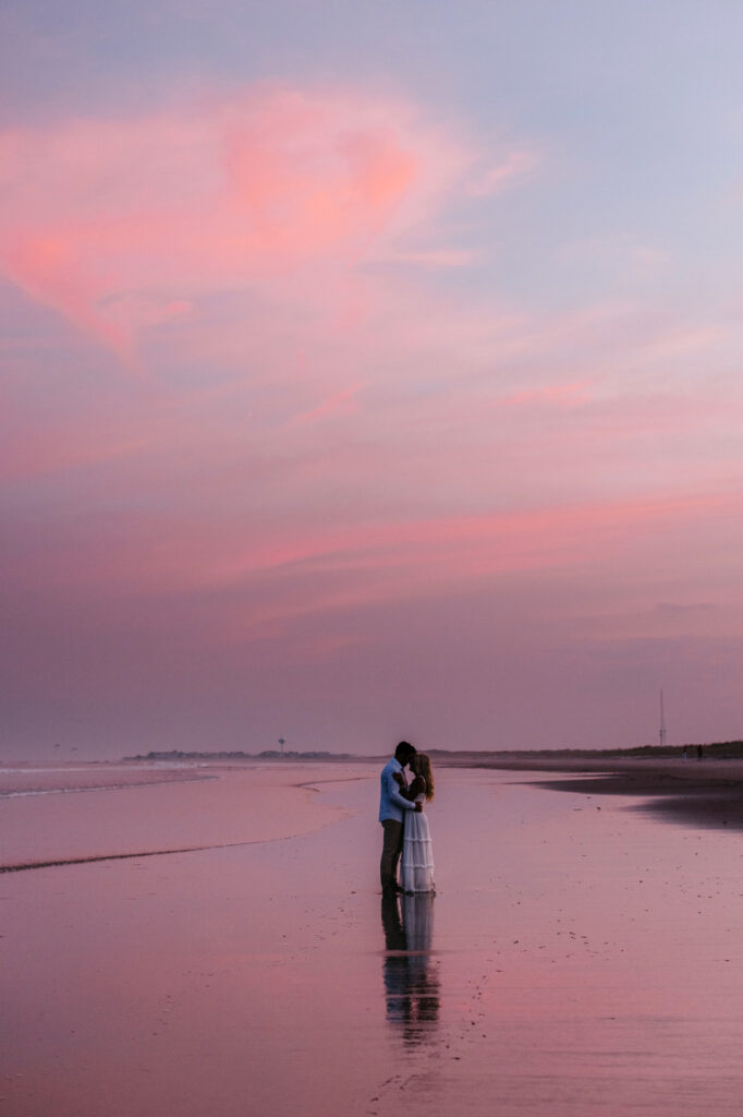 sunset beach engagement photography in Ocean City New Jersey