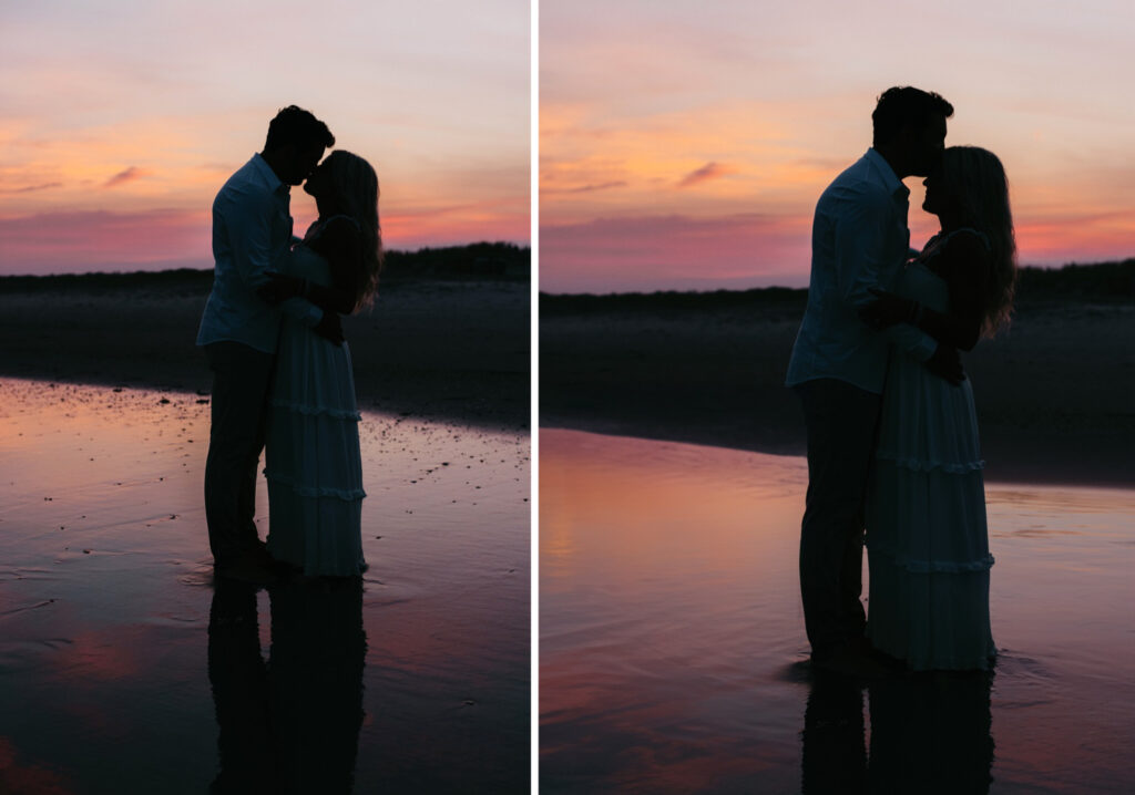 romantic sunset beach engagement photos by Emily Wren Photography