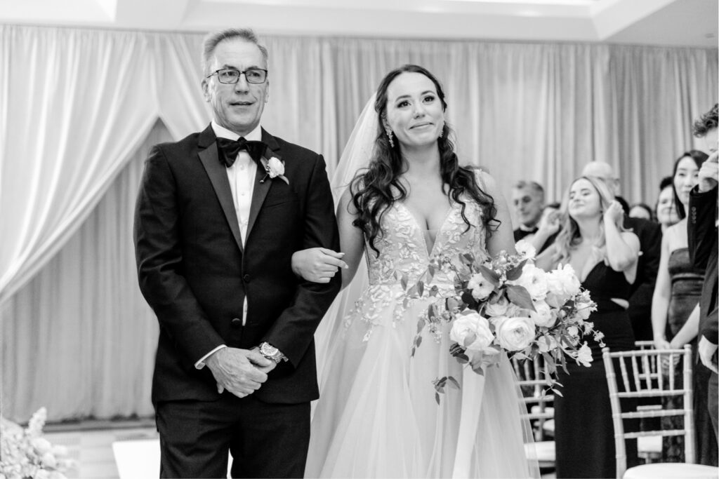 bride & her father walking down the aisle during wedding ceremony at Park Hyatt Washington DC