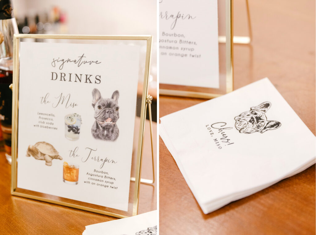 signature drinks menu inspired by pets by Emily Wren Photography