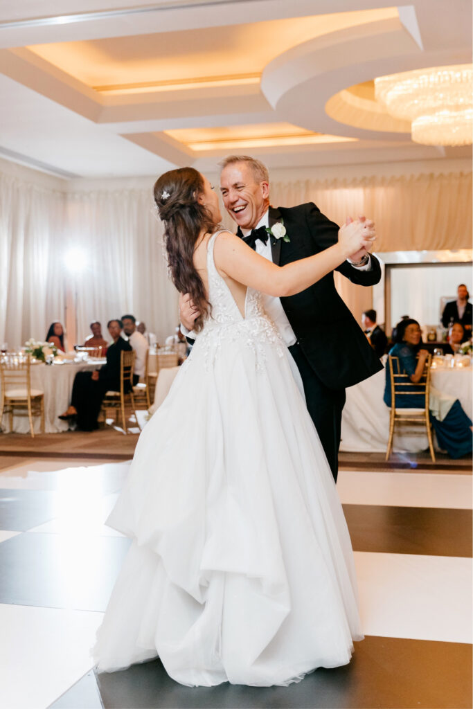 brides dance with her father during Washington DC wedding reception by Emily Wren Photography