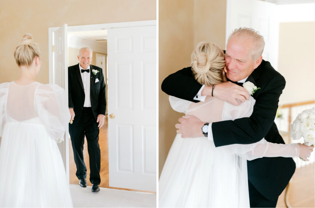 brides first look with her father in Pennsylvania