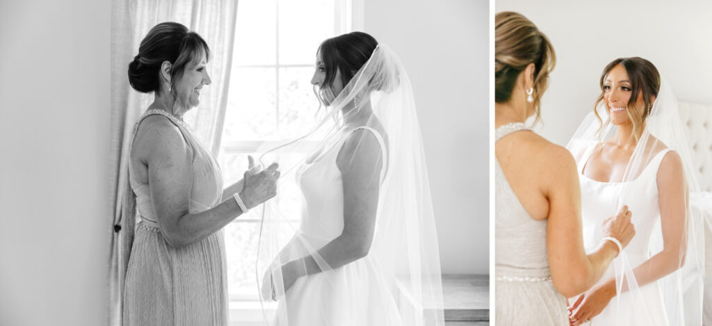 bride getting ready with her mother