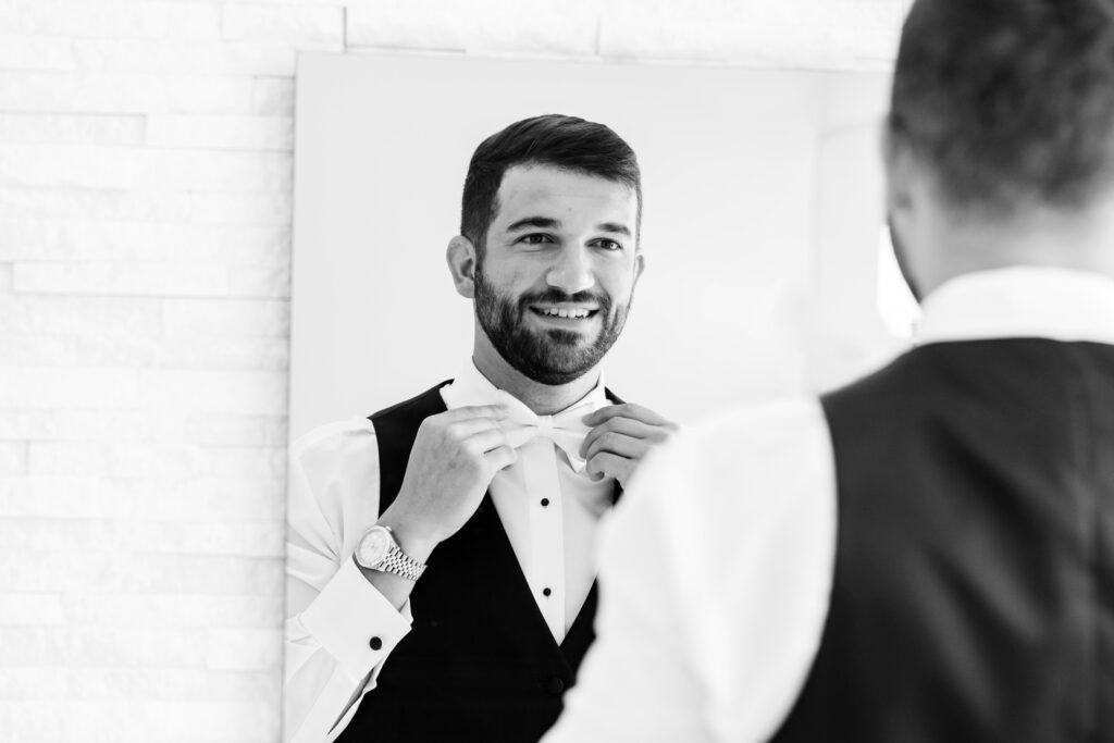 groom getting ready for Summer wedding day in Philadelphia