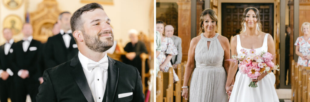 grooms reaction to bride walking down the aisle by Philadelphia wedding photographer Emily Wren Photography