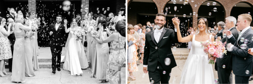 bubble wedding exit by Pennsylvania wedding photographer Emily Wren Photography