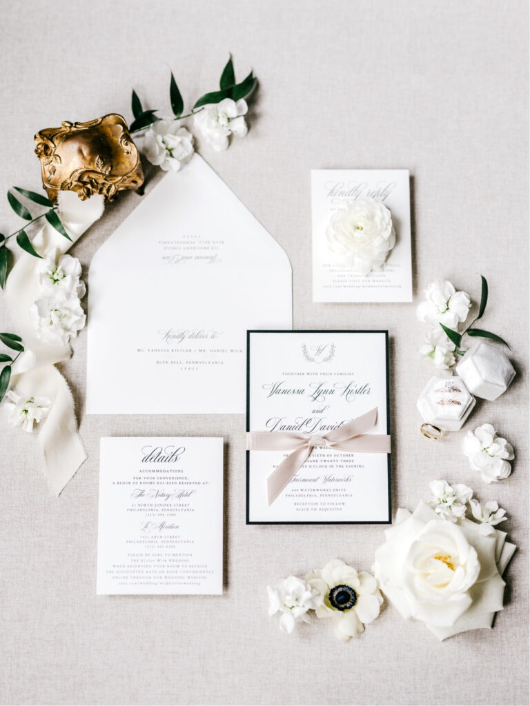 classic elegant black & white wedding invitations by Emily Wren Photography