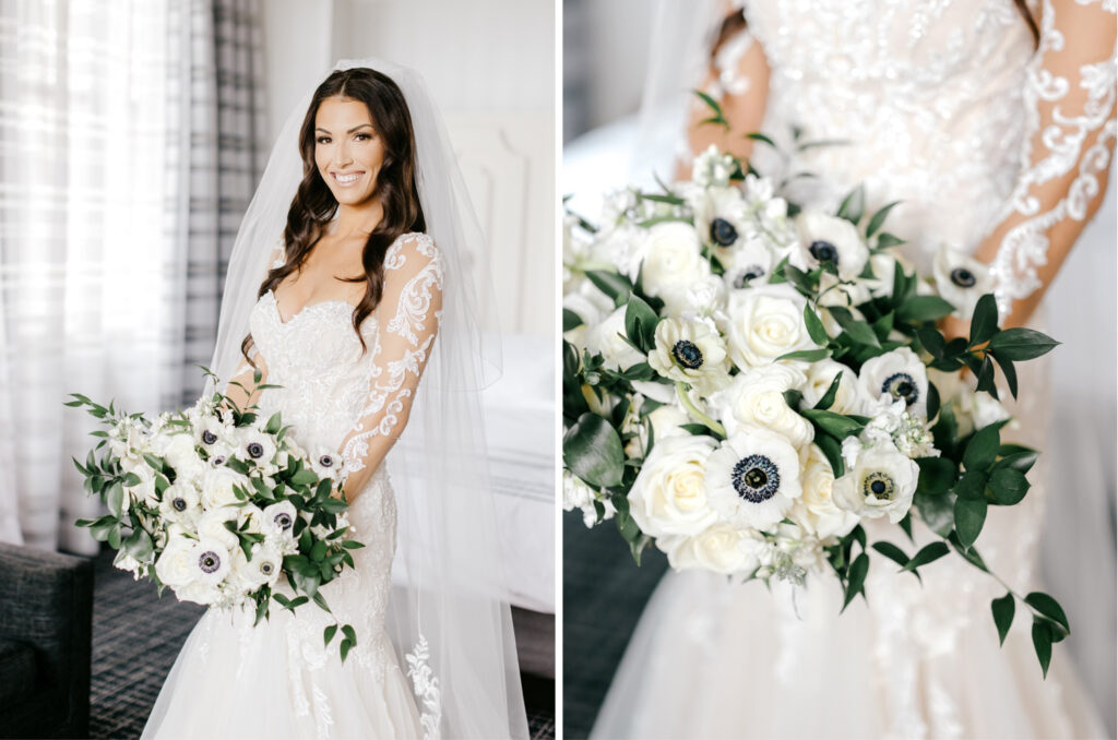 white floral poppy anemones bridal bouquet for a fall wedding