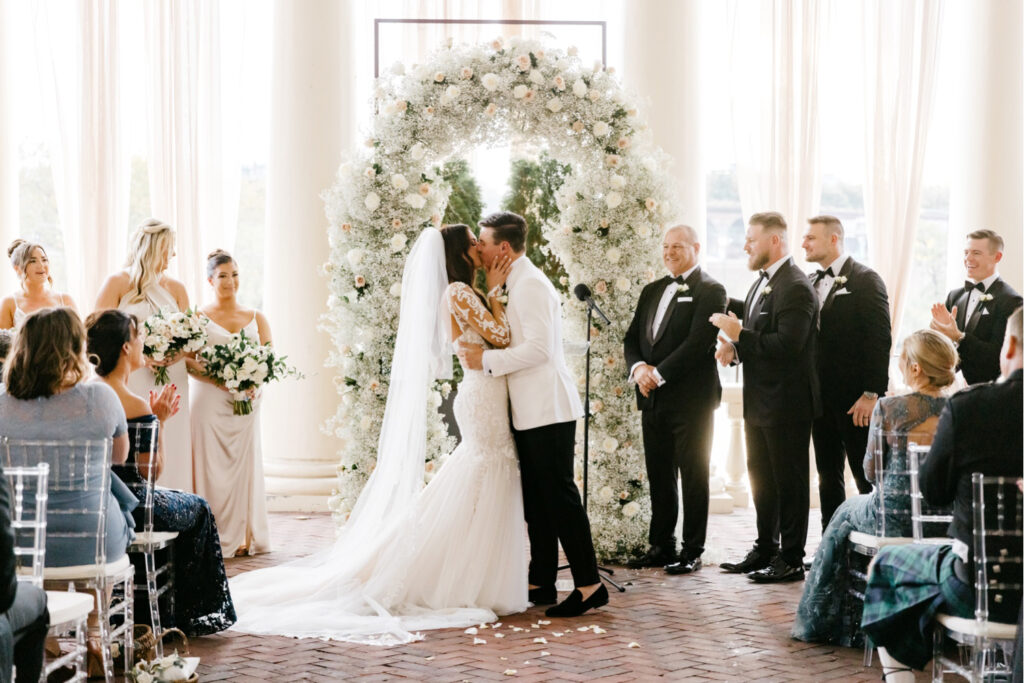 Fall Philadelphia Water Works wedding ceremony by Emily Wren Photography