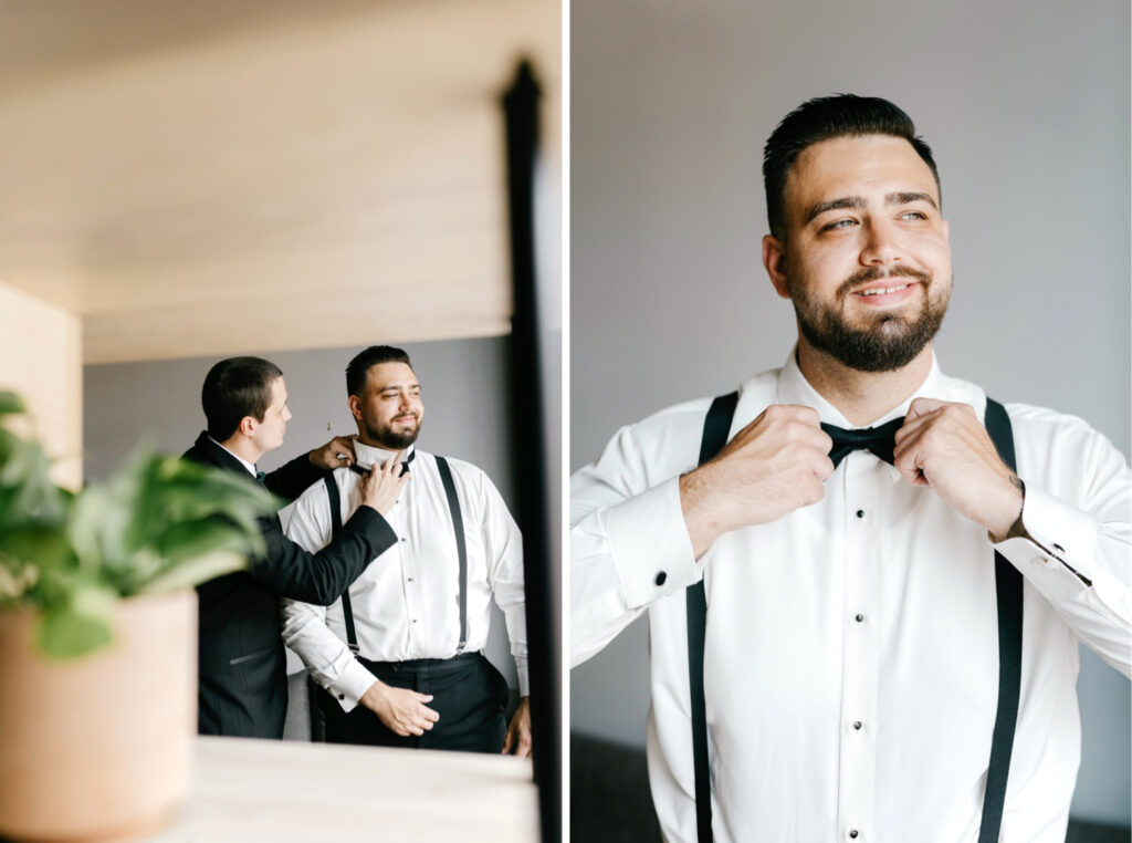 groom getting ready for his spring Philadelphia wedding by Emily Wren Photography