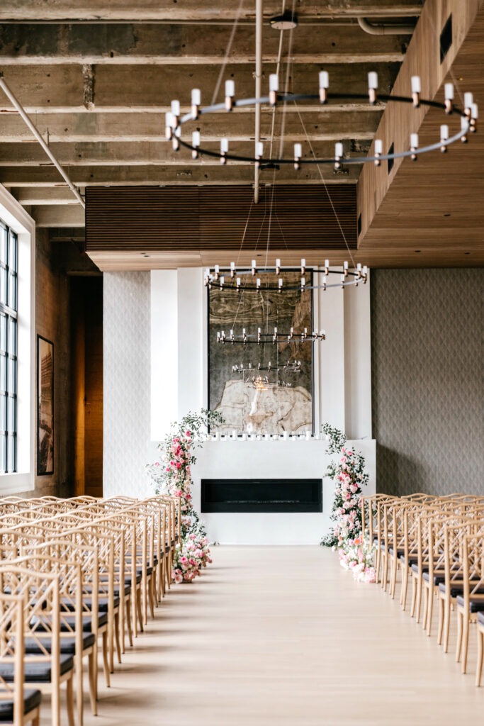 Cescaphe's The Switch House wedding ceremony setup by Emily Wren Photography