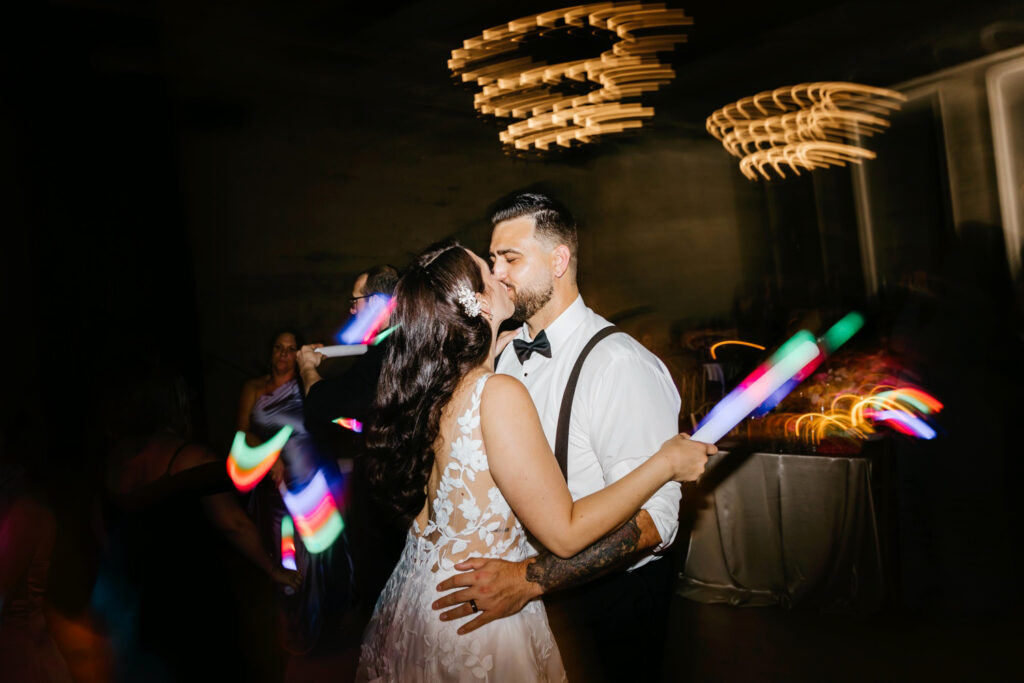 bride & groom during Philadelphia wedding reception at the Switch House by Emily Wren Photography