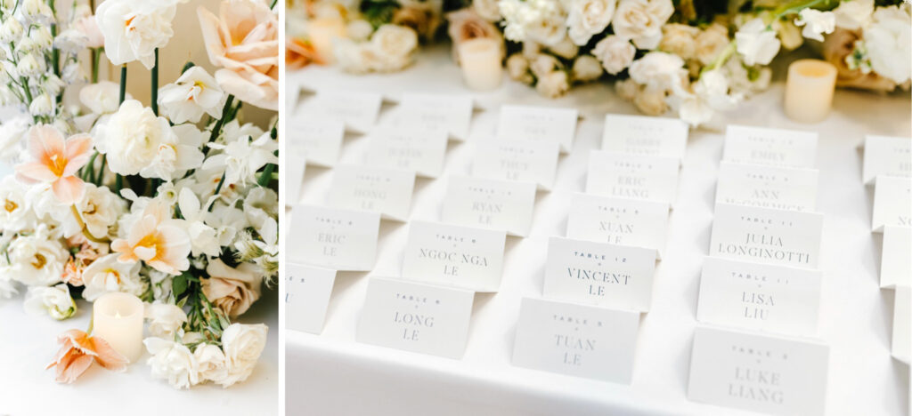 spring wedding reception simple table seating cards