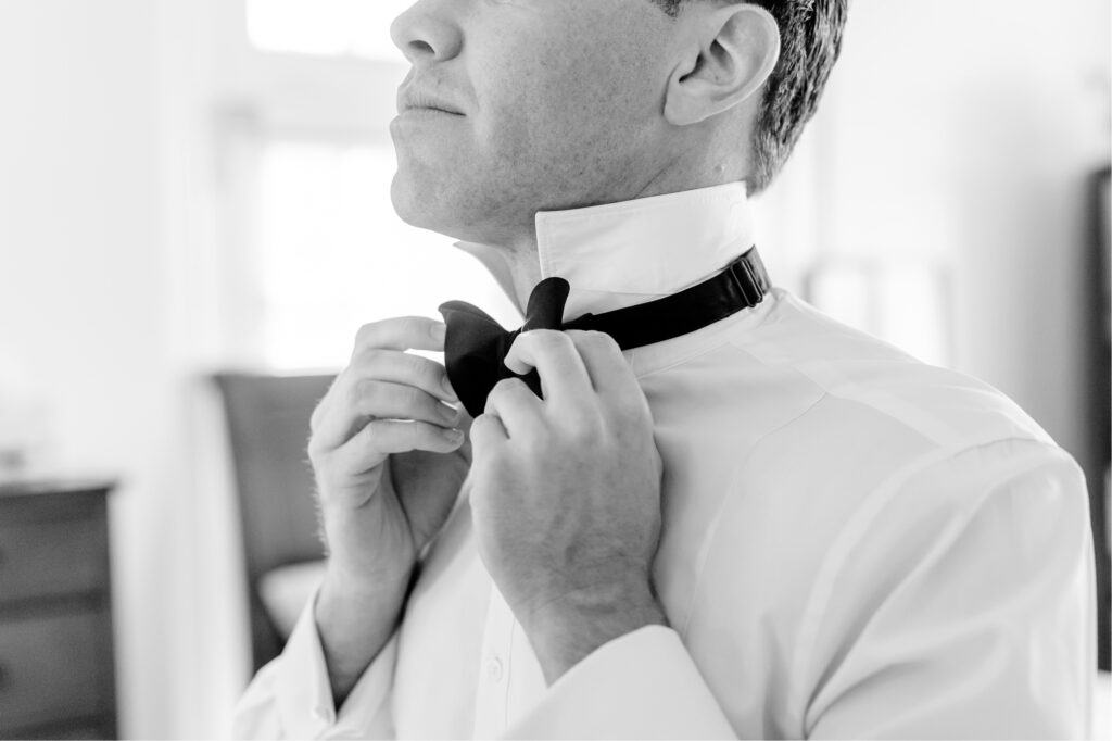 groom getting ready for his summer wedding day in Philadelphia