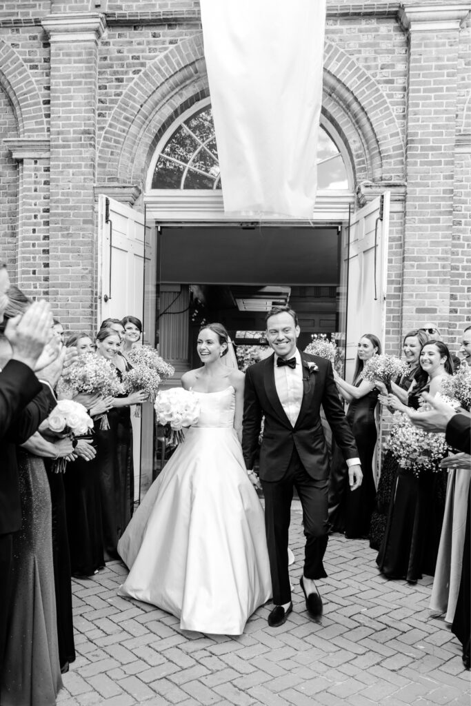 bride & groom exiting Christ Church in Old City Philadelphia