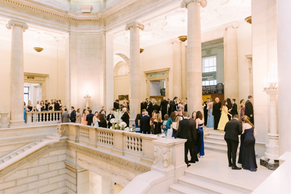 wedding cocktail hour at the Free Library of Philadelphia