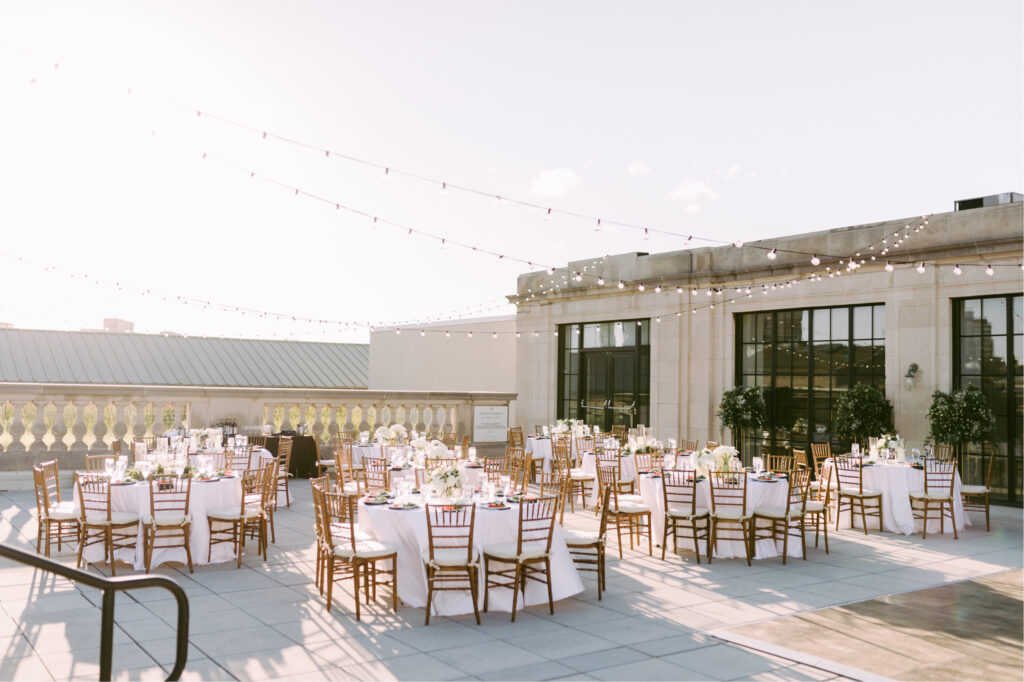 rooftop wedding reception details by Philadelphia photographer Emily Wren Photography