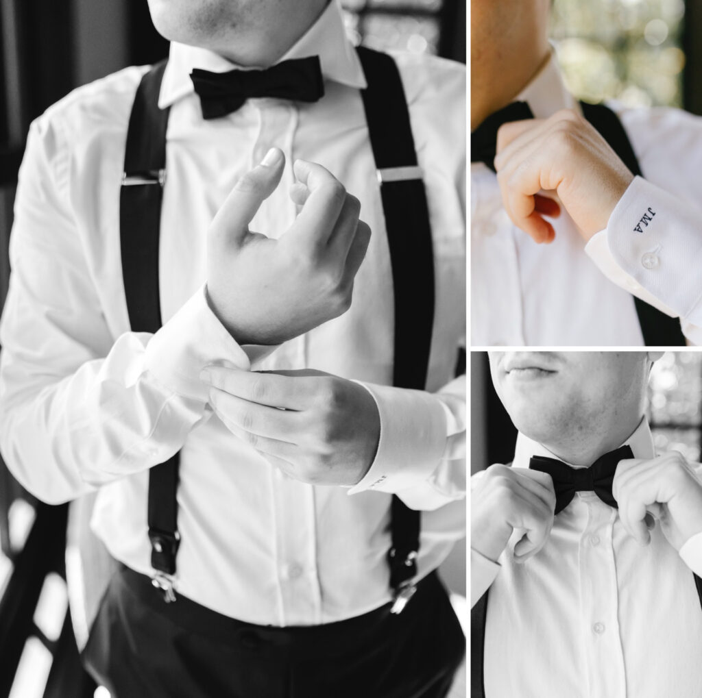 groom getting ready for his spring wedding by Pennsylvania wedding photographer Emily Wren Photography