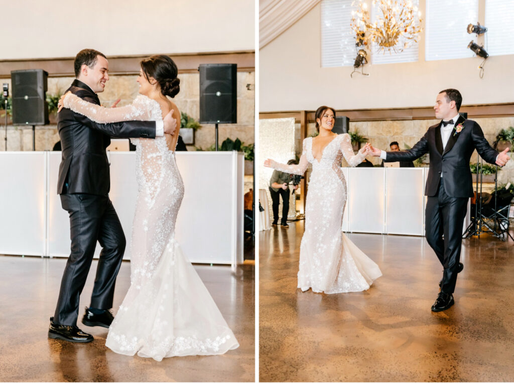 bride & grooms first dance at Lake House Inn wedding reception by Pennsylvania wedding photographer Emily Wren Photography