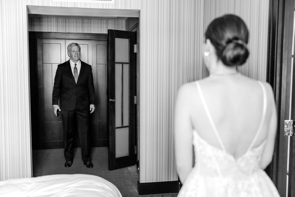 bride's first look with her father by Emily Wren Photography