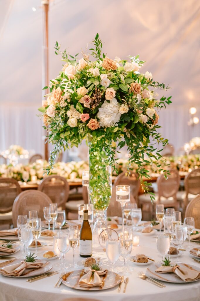 Stunning fall floral centerpiece for New Jersey wedding reception by Emily Wren Photography