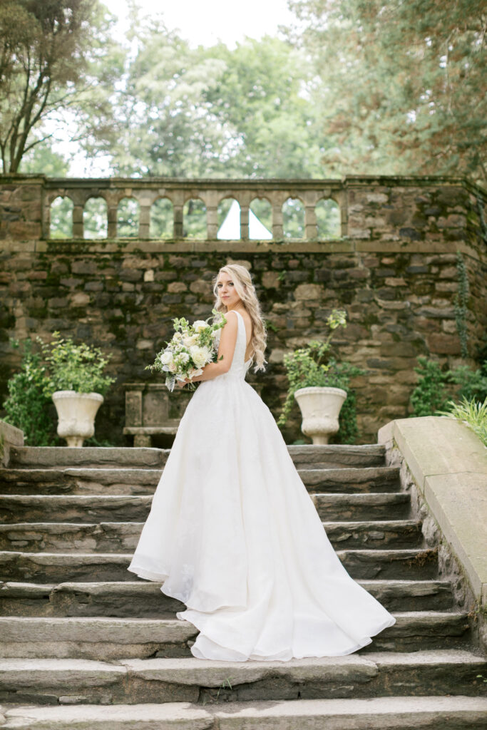 bridal portrait in Pennsylvania garden by Emily Wren Photography