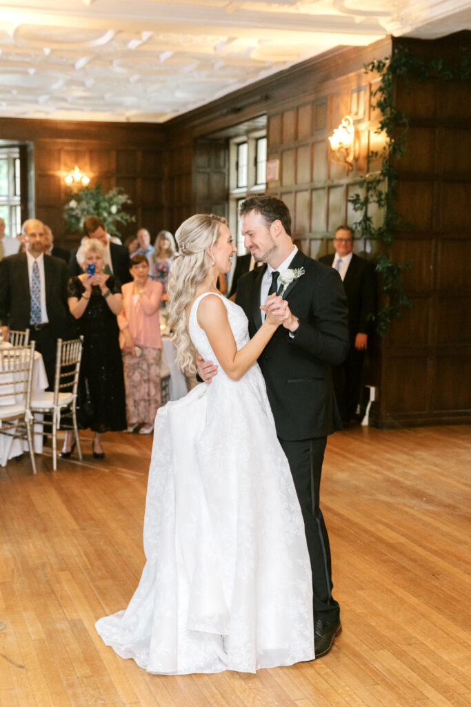 bride & grooms first dance at summer Pennsylvania wedding reception