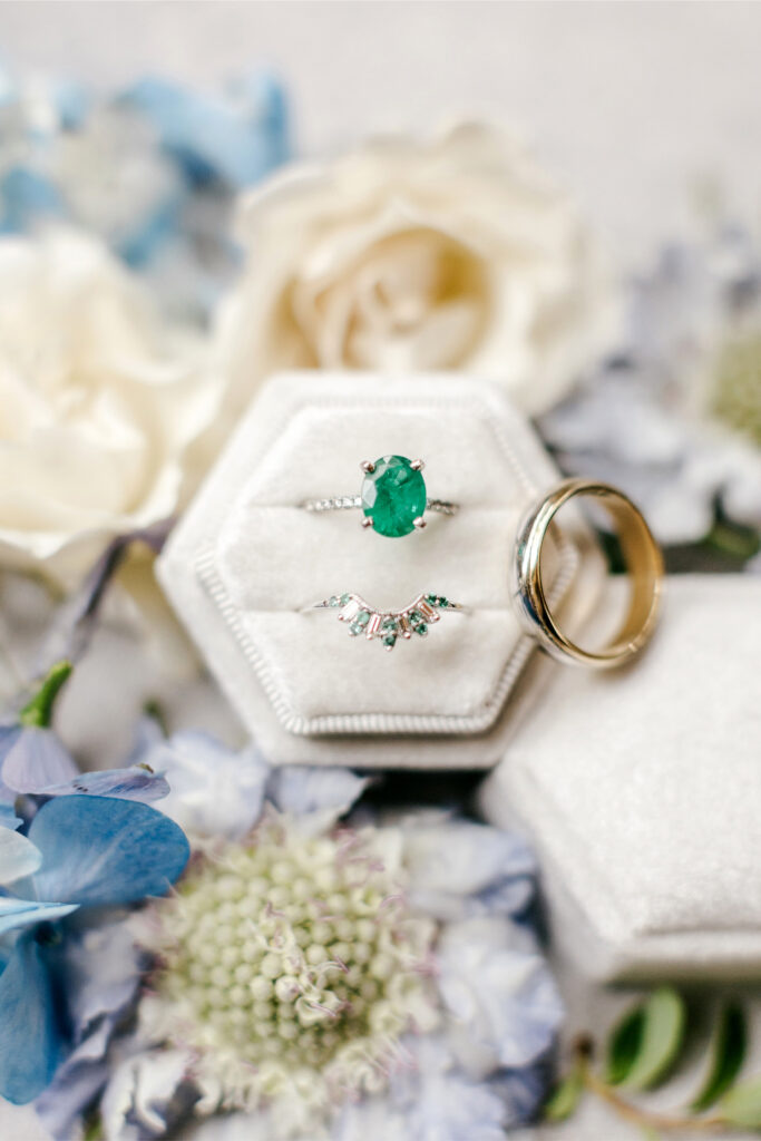 emerald green wedding ring by Emily Wren Photography