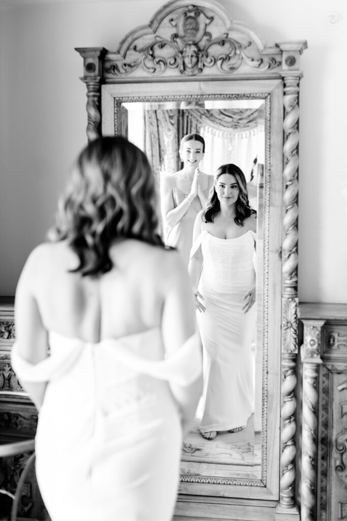 bridal portrait in the mirror by Emily Wren Photography